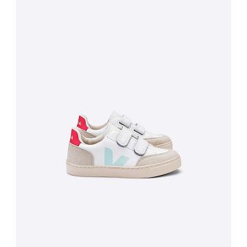 Kids' Veja V-12 LEATHER Sneakers White/Beige | SG 878LIS